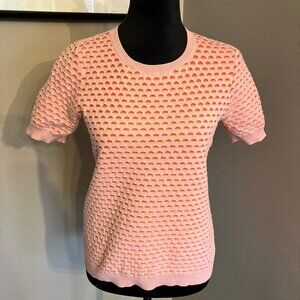 Halogen medium short sleeve crew‎ neck pink knit top